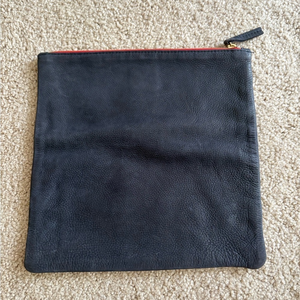 CLARE V. Los Angeles Anthropologie casual Navy blue suede clutch handheld purse - Picture 4 of 16